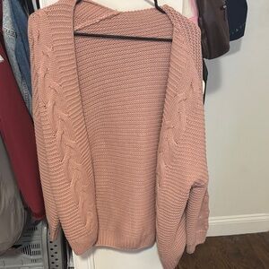 Pink chunky knit cardigan